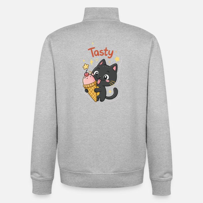Gourmet-Katze und Eiscreme - Unisex Organic Zip Sweatshirt von Stanley/Stella - Grau meliert