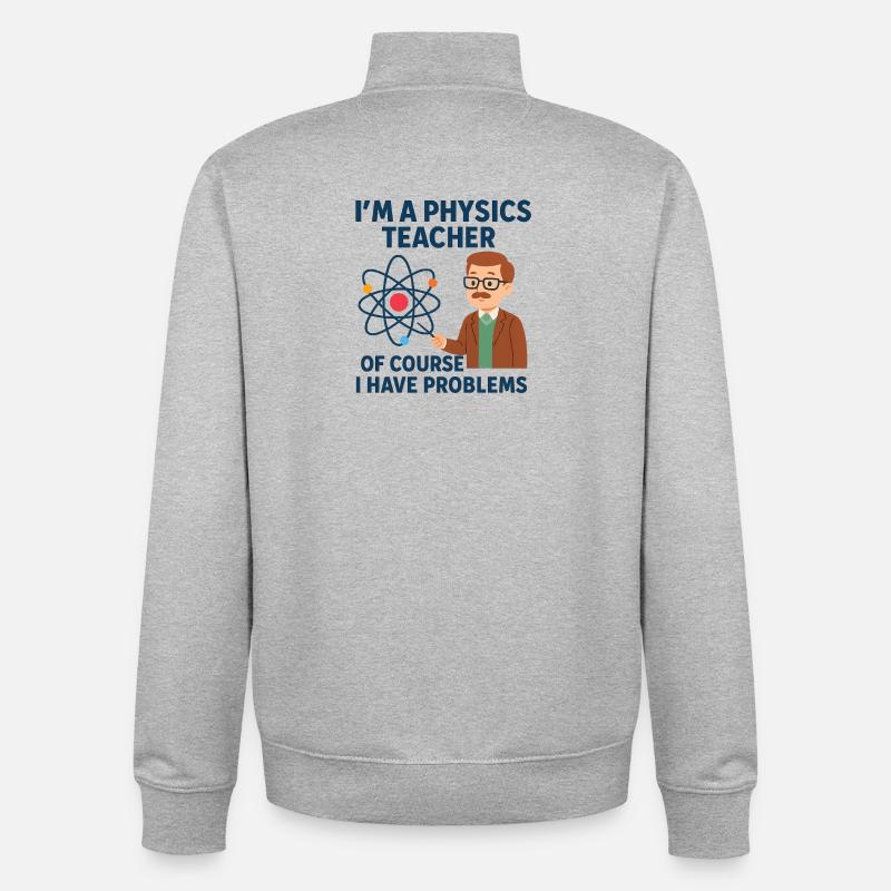 Physics Joke - Unisex Organic Zip Sweatshirt by Stanley/Stella - heather grey