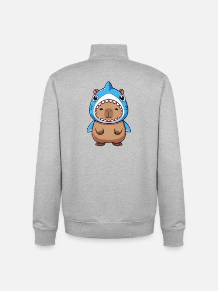 Sød Capybara Hamster Marsvin Kostume Samba - Stanley/Stella unisex sweatshirt med lynlås i økologisk - grå meleret