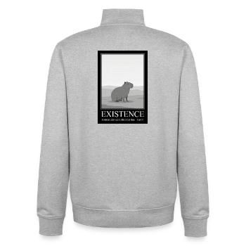 Funny Existence Quote - Capybara Sarcasm - Unisex Organic Zip Sweatshirt by Stanley/Stella - heather grey - Back - AI Model Male 185 light (185cm)