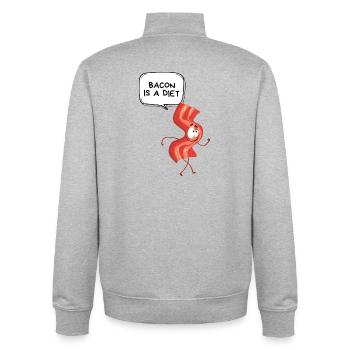 Bacon Diet Cartoon - Sweat zippé unisexe en coton bio Stanley/Stella - gris chiné - Dos - AI Model Male 185 light (185cm)