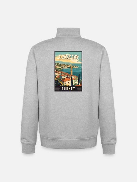Experience Beauty of Izmir in Turkey - Unisex Organic Zip Sweatshirt by Stanley/Stella - heather grey