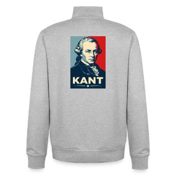 Portrait rétro du philosophe d’Emmanuel Kant - Sweat zippé unisexe en coton bio Stanley/Stella - gris chiné - Dos - AI Model Male 185 light (185cm)