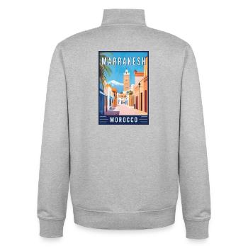 Discover Vibrant Souks of Marrakesh in Morocco - Unisex Organic Zip Sweatshirt by Stanley/Stella - heather grey - Back - AI Model Male 185 light (185cm)