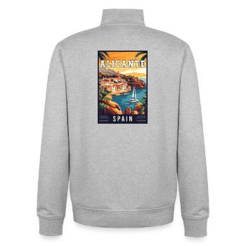 Découvrez le charme méditerranéen d’Alicante en Espagne - Sweat zippé unisexe en coton bio Stanley/Stella - gris chiné - Dos - AI Model Male 185 light (185cm)