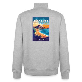 Découvrez le charme méditerranéen d’Alicante en Espagne - Sweat zippé unisexe en coton bio Stanley/Stella - gris chiné - Dos - AI Model Male 185 light (185cm)