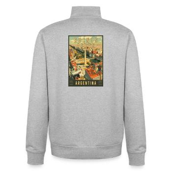 Experience Colorful City of Buenos Aires Argentina - Unisex Organic Zip Sweatshirt by Stanley/Stella - heather grey - Back - AI Model Male 185 light (185cm)
