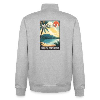 Entdecken Sie tropische Moorea in Französisch-Polynesien - Unisex Organic Zip Sweatshirt von Stanley/Stella - Grau meliert - Hinten - AI Model Male 185 light (185cm)