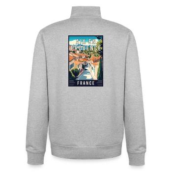 Experience Charming Aix-en-Provence in France - Unisex Organic Zip Sweatshirt by Stanley/Stella - heather grey - Back - AI Model Male 185 light (185cm)