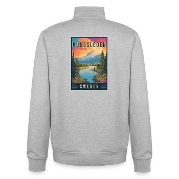 Erleben Sie die Wanderwege der Kungsleden in Schweden - Unisex Organic Zip Sweatshirt von Stanley/Stella - Grau meliert - Hinten - AI Model Male 185 light (185cm)
