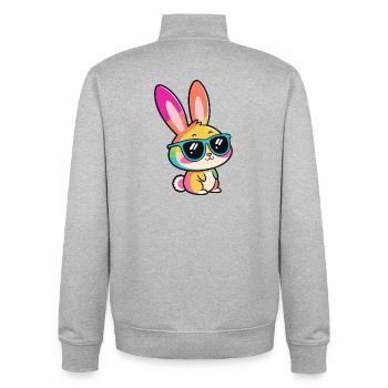 Regenbogenkaninchen mit Brille - Unisex Organic Zip Sweatshirt von Stanley/Stella - Grau meliert - Hinten - AI Model Male 185 light (185cm)