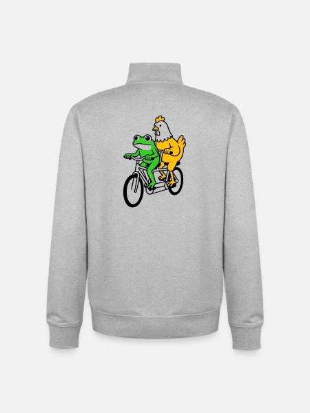 Vélo tandem - Sweat zippé unisexe en coton bio Stanley/Stella - gris chiné