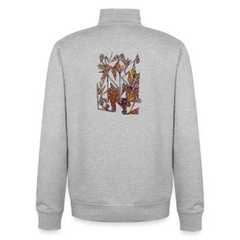 Kaleidoskopische Farbspiralen- Martina Eßer - Unisex Organic Zip Sweatshirt von Stanley/Stella - Grau meliert - Hinten - AI Model Male 185 light (185cm)