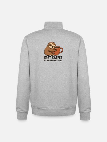 Erst Kaffee Dann Weltrettung - Unisex Organic Zip Sweatshirt von Stanley/Stella - Grau meliert