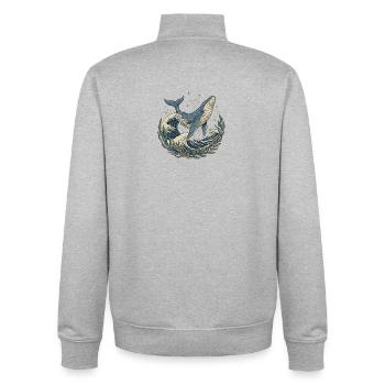 Der Wal – Säule des Ozeans - Unisex Organic Zip Sweatshirt von Stanley/Stella - Grau meliert - Hinten - AI Model Male 185 light (185cm)