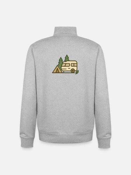 Adventure Camping Nature Design - Unisex Organic Zip Sweatshirt by Stanley/Stella - heather grey
