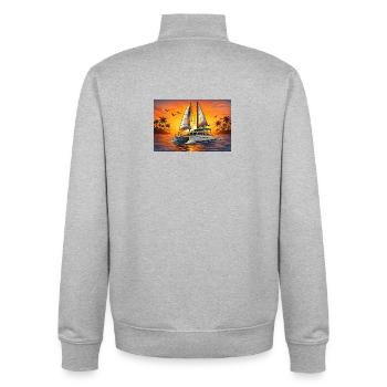 Katamaran Catamaran Sunset Fun - Unisex Organic Zip Sweatshirt by Stanley/Stella - heather grey - Back - AI Model Male 185 light (185cm)