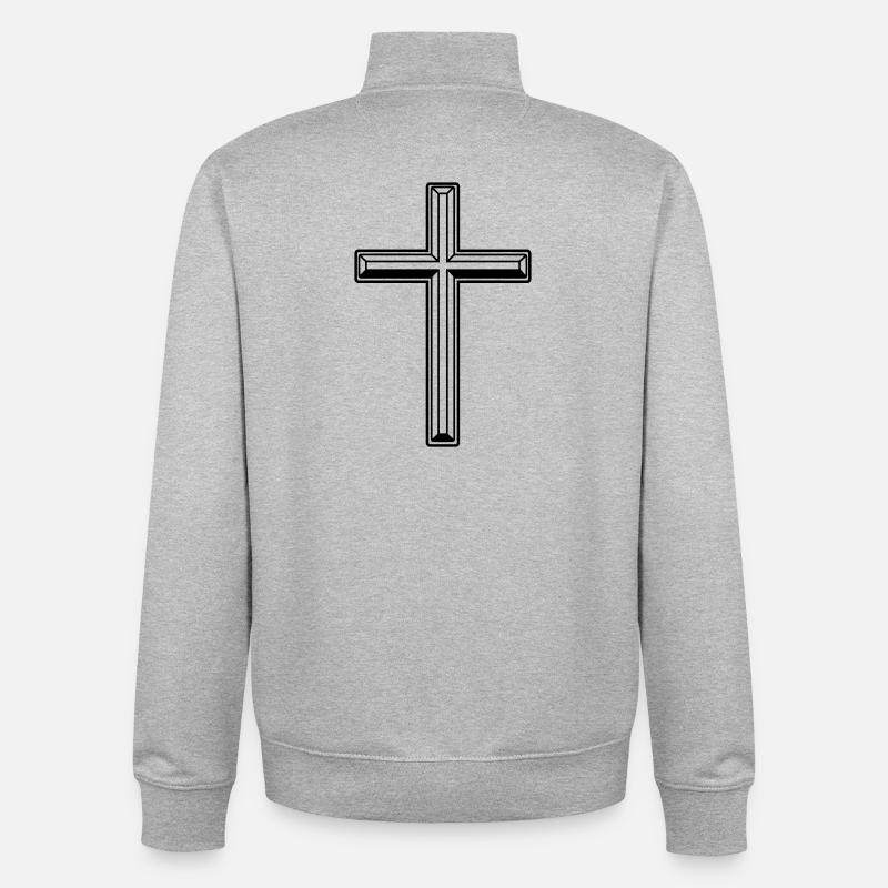 Croix de foi - Sweat zippé unisexe en coton bio Stanley/Stella - gris chiné