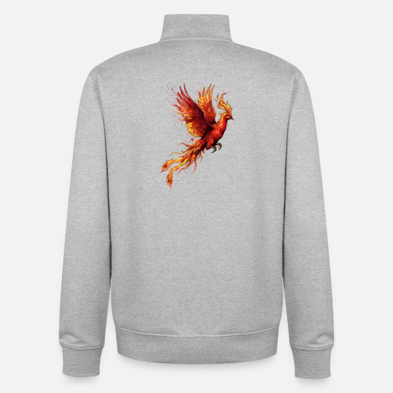 Tempête de feu Phoenix - Sweat zippé unisexe en coton bio Stanley/Stella - gris chiné