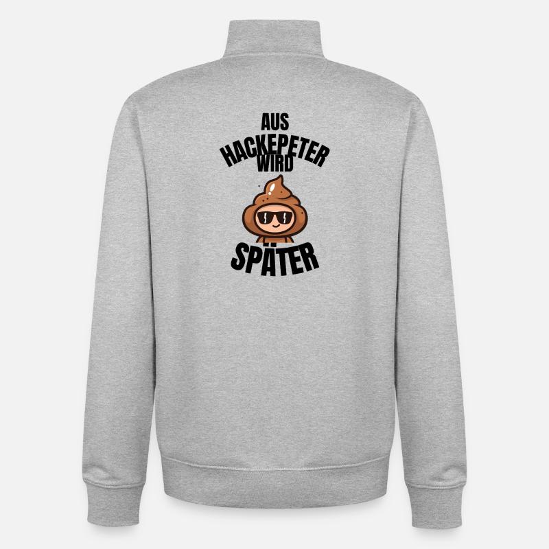 Hackepeter wird später – Fun Cartoon - Unisex Organic Zip Sweatshirt von Stanley/Stella - Grau meliert