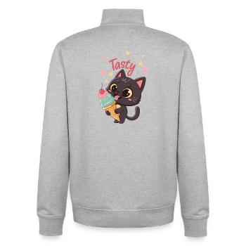 Chat gourmand et crème glacée - Unisex Organic Zip Sweatshirt by Stanley/Stella - heather grey - Back - AI Model Male 185 light (185cm)