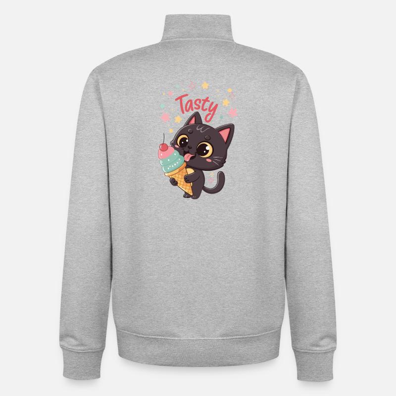 Gourmet-Katze und Eiscreme - Unisex Organic Zip Sweatshirt von Stanley/Stella - Grau meliert