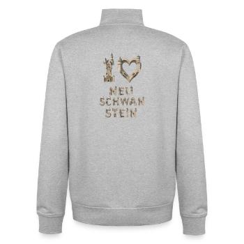 J’adore Neuschwanstein – Architecture de château - Sweat zippé unisexe en coton bio Stanley/Stella - gris chiné - Dos - AI Model Male 185 light (185cm)