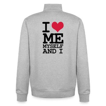 Ich liebe mich selbst und ich – Humor - Unisex Organic Zip Sweatshirt von Stanley/Stella - Grau meliert - Hinten - AI Model Male 185 light (185cm)