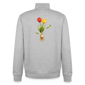 Zwei Tulpen mit sichtbarer Zwiebel und Wurzeln - Unisex Organic Zip Sweatshirt von Stanley/Stella - Grau meliert - Hinten - AI Model Male 185 light (185cm)