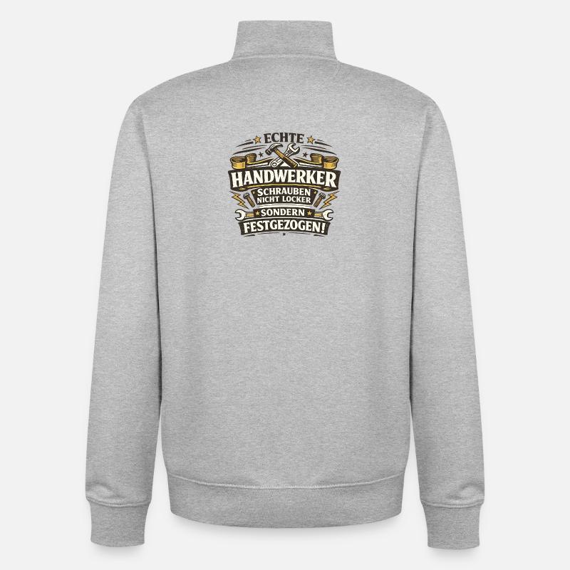 Echte Handwerker Festgezogen! - Unisex Organic Zip Sweatshirt von Stanley/Stella - Grau meliert