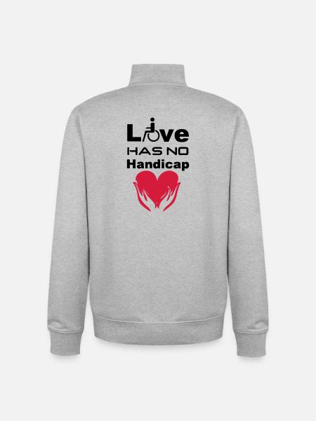 Love has no Handicap - Unisex Organic Zip Sweatshirt by Stanley/Stella - heather grey