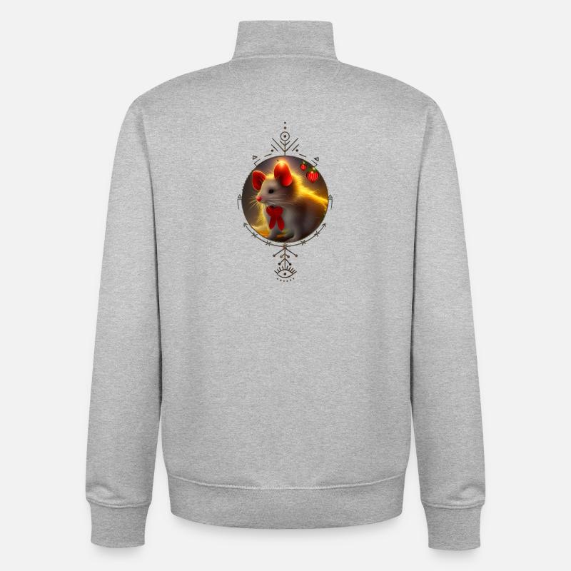 Mignonne petite souris de Noël - Sweat zippé unisexe en coton bio Stanley/Stella - gris chiné