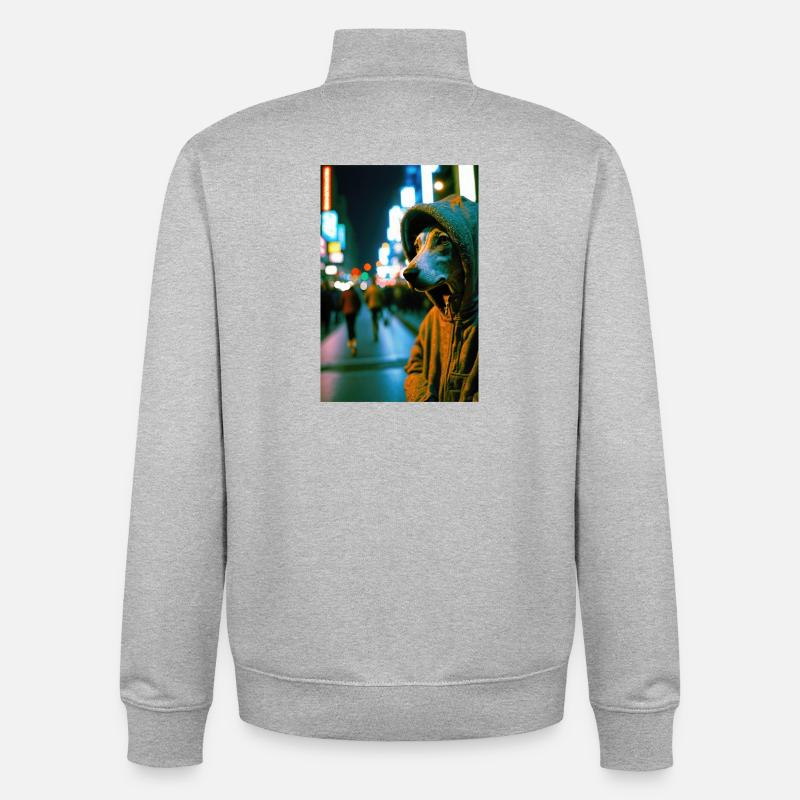 Cyrano dans la rue 01 - Sweat zippé unisexe en coton bio Stanley/Stella - gris chiné