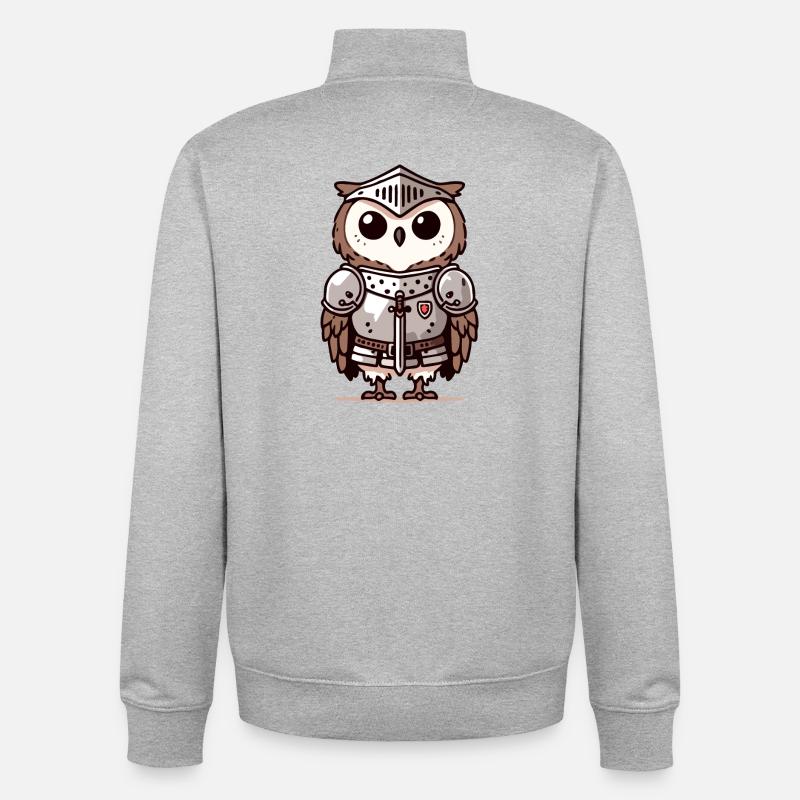 Hibou chevaleresque : le brave oiseau d’honneur - Sweat zippé unisexe en coton bio Stanley/Stella - gris chiné