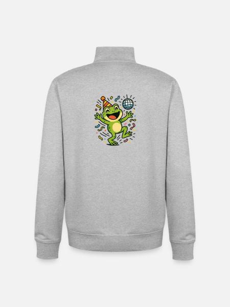 Party Frog - Unisex Organic Zip Sweatshirt by Stanley/Stella - heather grey