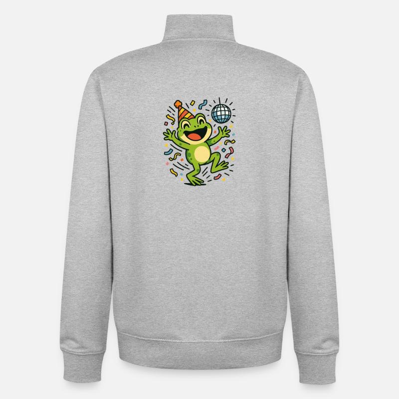 Party Frog - Unisex Organic Zip Sweatshirt by Stanley/Stella - heather grey
