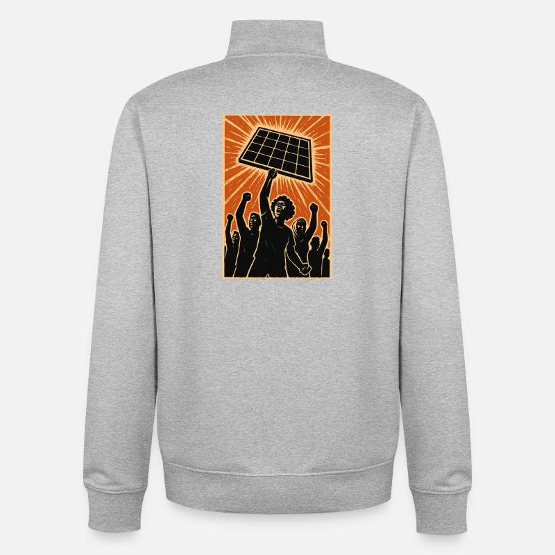 Le pouvoir au peuple – littéralement - Sweat zippé unisexe en coton bio Stanley/Stella - gris chiné
