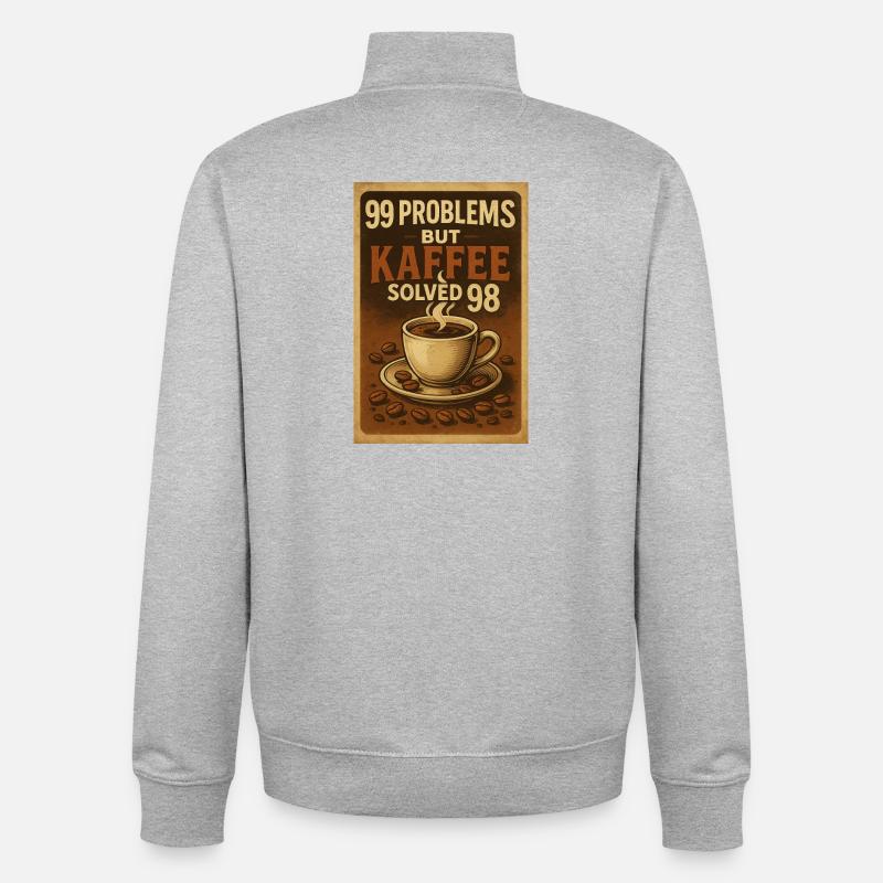 99 Problems – but Kaffee solved 98 - Unisex Organic Zip Sweatshirt von Stanley/Stella - Grau meliert