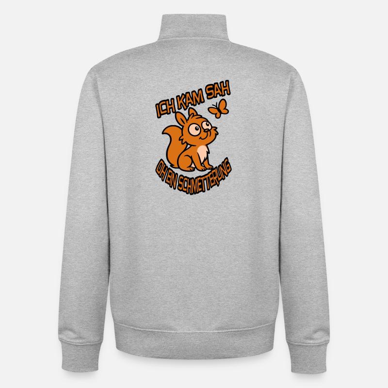 Verträumtes Eichhörnchen mit Spruch - Unisex Organic Zip Sweatshirt von Stanley/Stella - Grau meliert