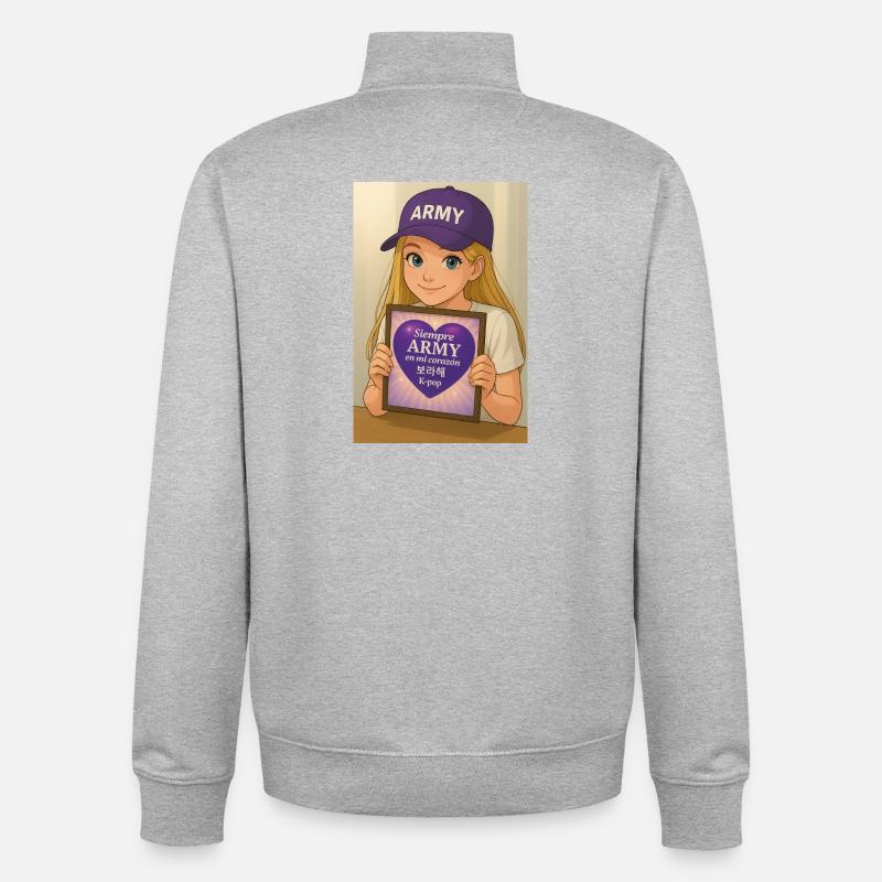 Fans de K-pop de l’armée - Sweat zippé unisexe en coton bio Stanley/Stella - gris chiné