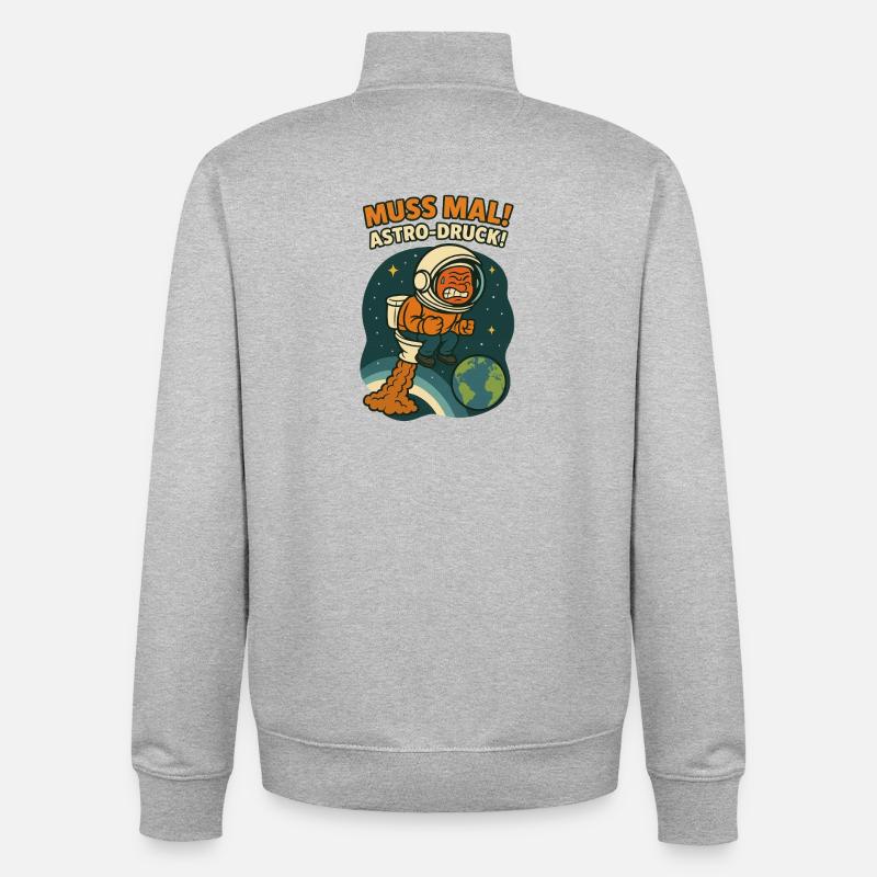 WC Muss Mal Astro Druck - Sweat zippé unisexe en coton bio Stanley/Stella - gris chiné