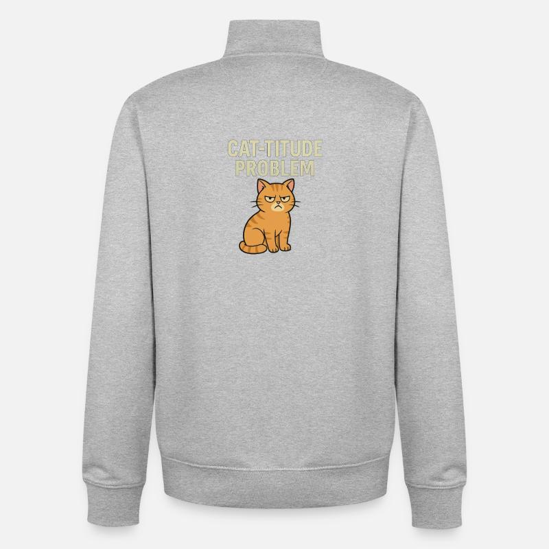 Catitude Problem Mürrische Katze Meme - Unisex Organic Zip Sweatshirt von Stanley/Stella - Grau meliert