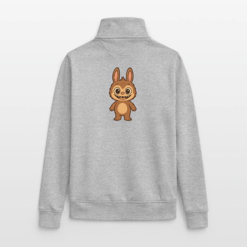 Cute Teddy Bear Rabbit Versatile Pattern Unisex Organic Zip Sweatshirt by Stanley/Stella
