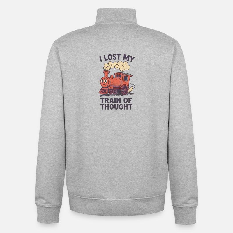 Train de la pensée Design - Sweat zippé unisexe en coton bio Stanley/Stella - gris chiné