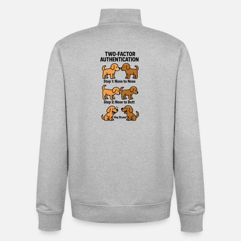 Two Factor Authentication Dogs - Unisex Organic Zip Sweatshirt by Stanley/Stella - heather grey