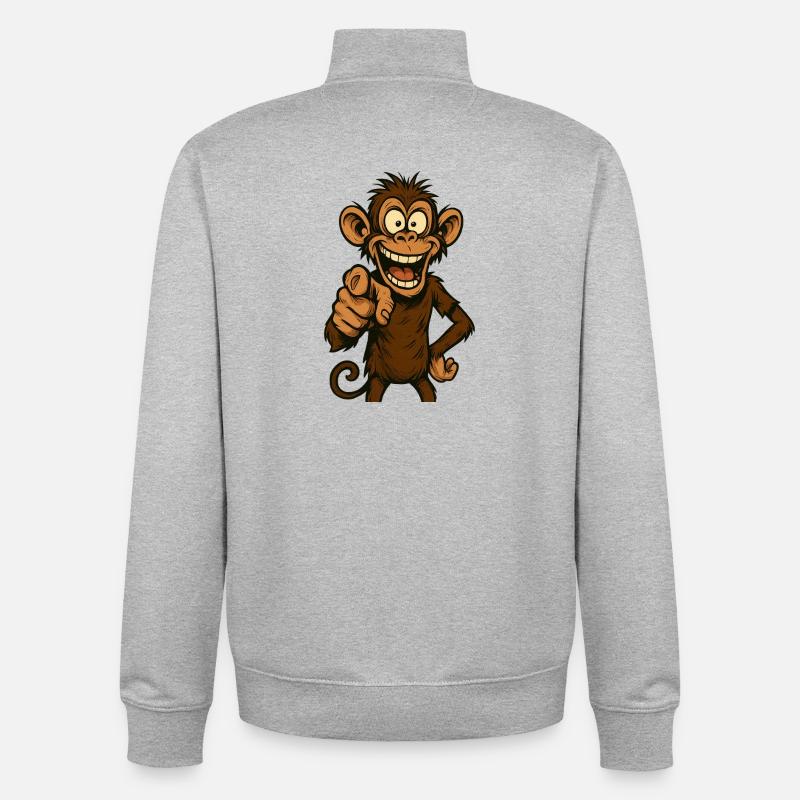 Verspielter Affe mit Lächeln - Unisex Organic Zip Sweatshirt von Stanley/Stella - Grau meliert
