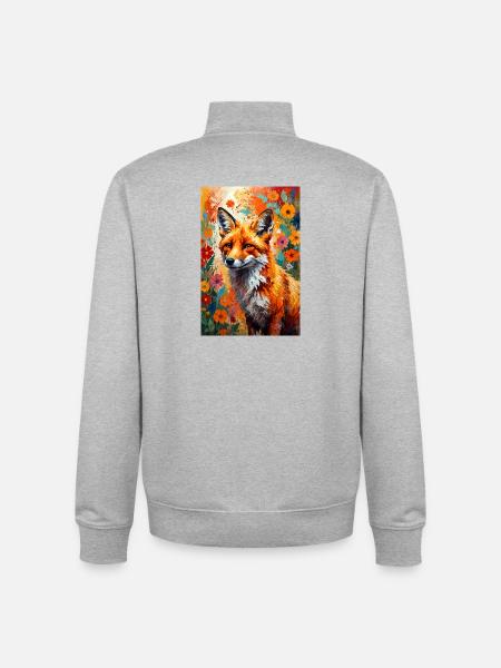 Fox flowers abstract fox lover gift - Unisex Organic Zip Sweatshirt by Stanley/Stella - heather grey