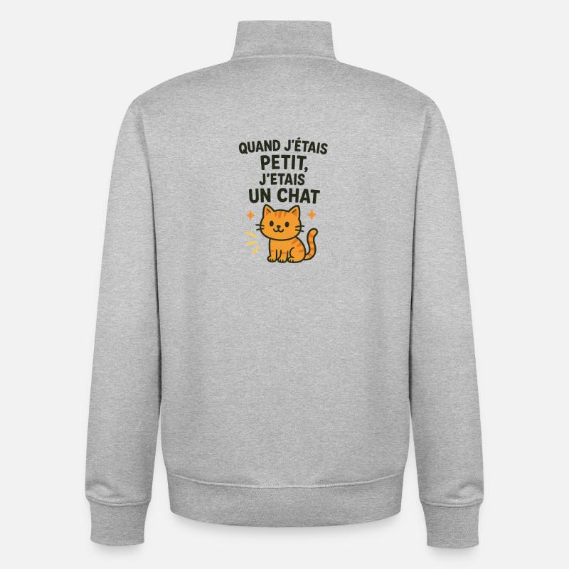 Chat mignon chaton quand j'étais petit - Sweat zippé unisexe en coton bio Stanley/Stella - gris chiné