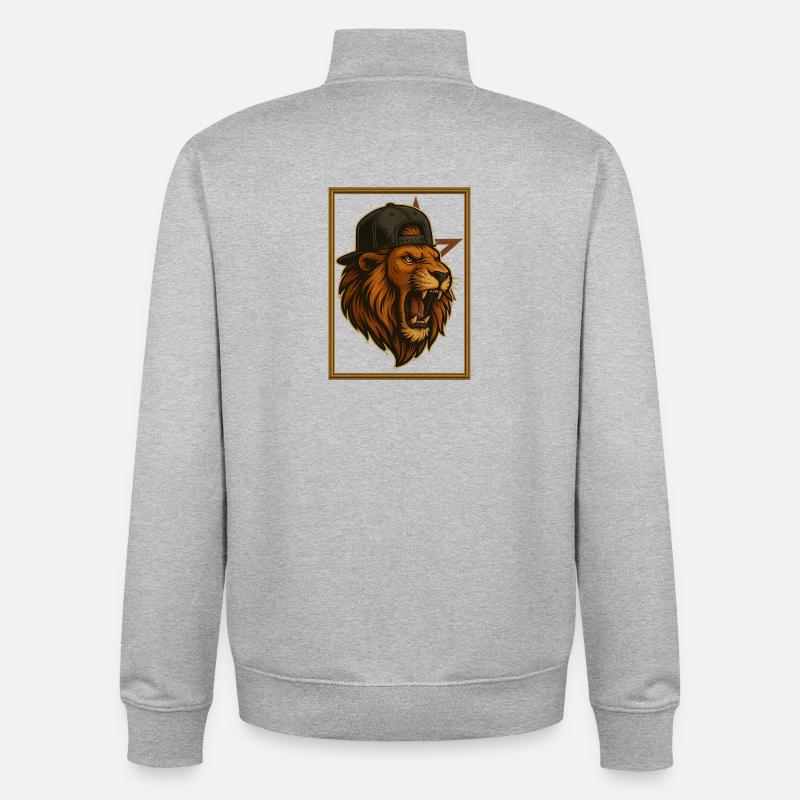 Lion de L'4tlas - Sweat zippé unisexe en coton bio Stanley/Stella - gris chiné