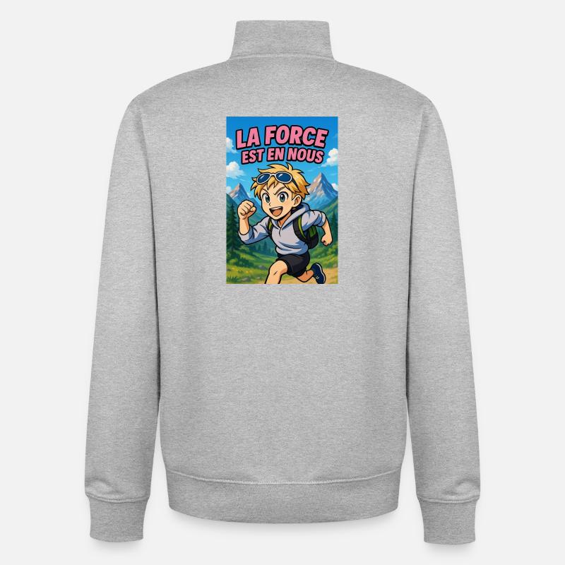 Force Intérieure Aventure - Sweat zippé unisexe en coton bio Stanley/Stella - gris chiné